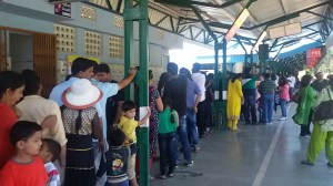 Long Line to Board the Train
